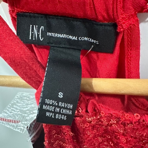 INC NYE red glitter keyhole halter top size small NWT - Picture 5 of 6